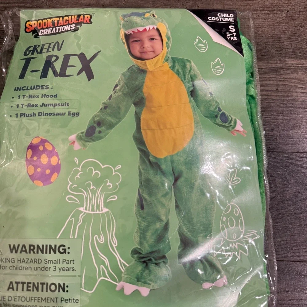 Spooktacular Creations Green T-Rex Dinosaur Costume Child Small 5-7 Year 3pc Set